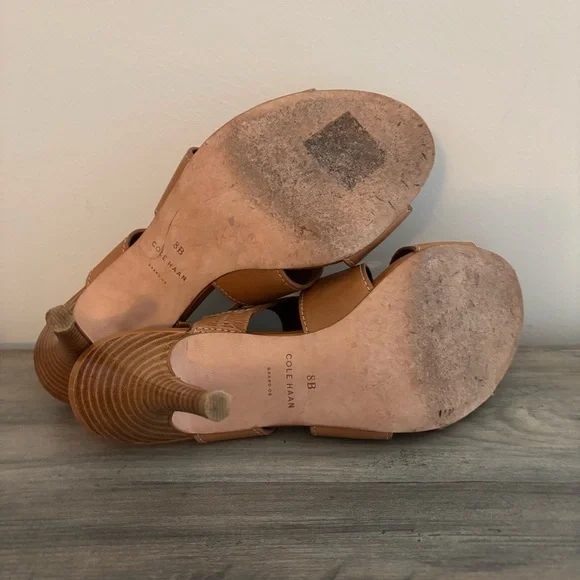 Cole Haan Phira Mule Heels Leather Open Toe Shoes Size 8 - Picture 11 of 14